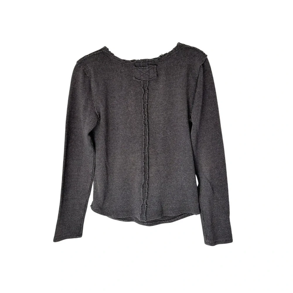 We The Free People Like A Boss Wrap Knit Long Sleeve Top Charcoal Gray L